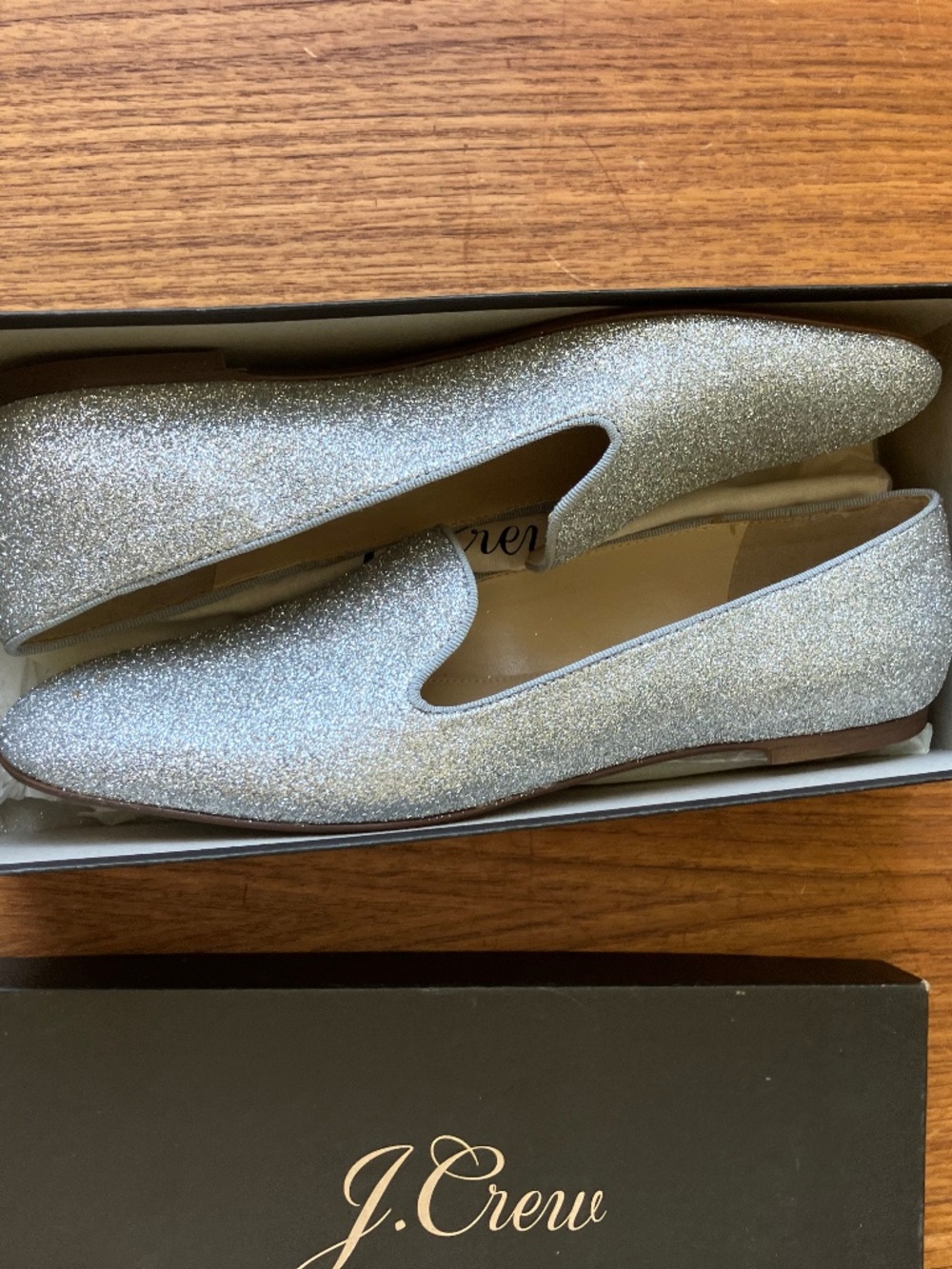 Jcrew silver loafers